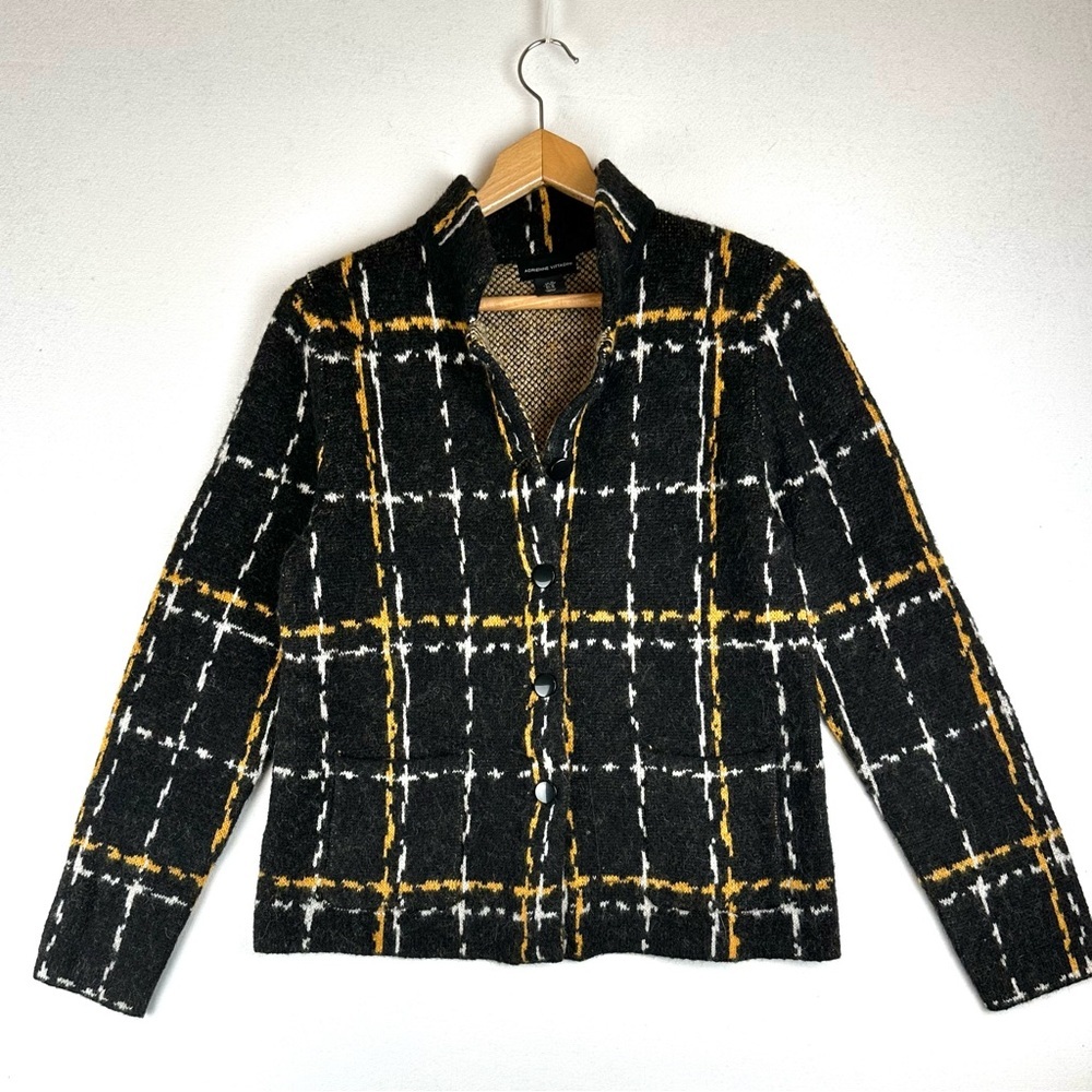 Adrienne Vittadini Plaid‎ Sweater Cardigan Blazer Academia Office Career
